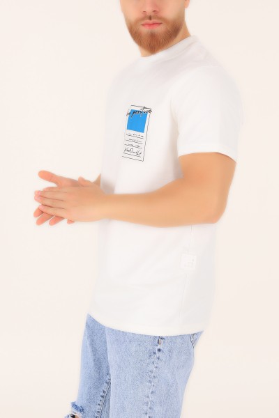 Beyaz İki İp Oversize Erkek Tişört 163559