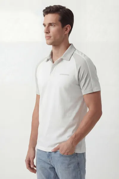 Beyaz İki İp Polo Yaka Çıt Çıtlı Erkek Tişört 435092