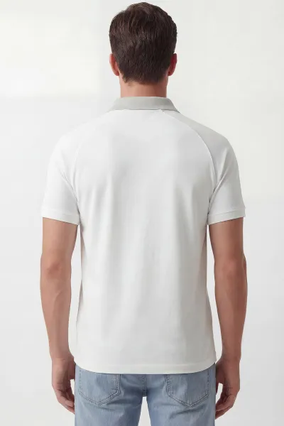 Beyaz İki İp Polo Yaka Çıt Çıtlı Erkek Tişört 435092
