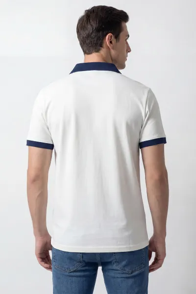 Beyaz İki İp Polo Yaka Erkek Tişört 435268