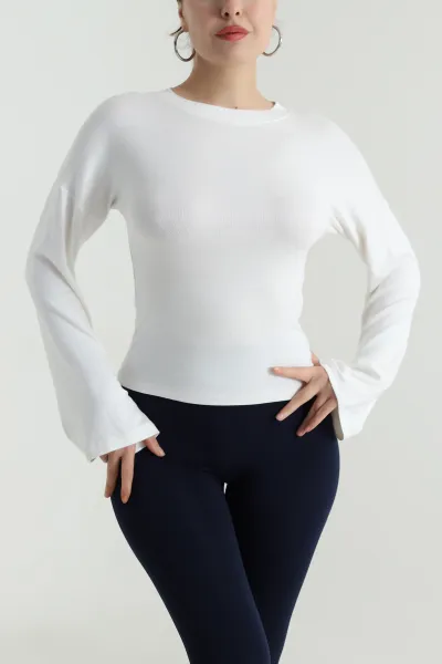 Beyaz İspanyol Kol Kadın Badi Bluz 496531