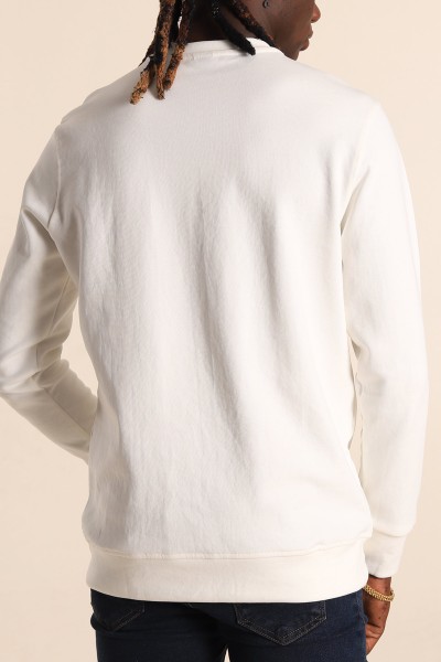 Beyaz Kabartma Yazılı Bisiklet Yaka Erkek Sweatshirt 204811