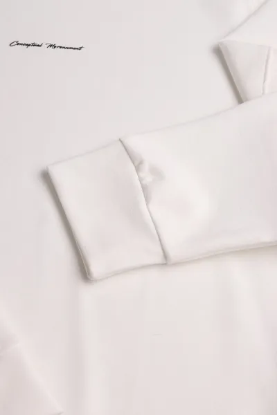Beyaz Kabartma Yazılı Bisiklet Yaka Erkek Sweatshirt 396894