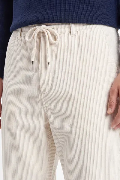 Beyaz Kadife Kumaş Baggy Erkek Pantolon 491686