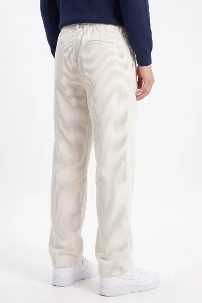 Beyaz Kadife Kumaş Baggy Erkek Pantolon 491686