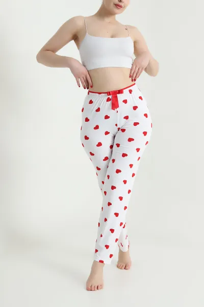 beyaz-kalp-desenli-beli-lastikli-kadin-pijama-alti-466377