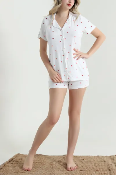 beyaz-kalp-desenli-kadin-sortlu-pijama-takimi-466437