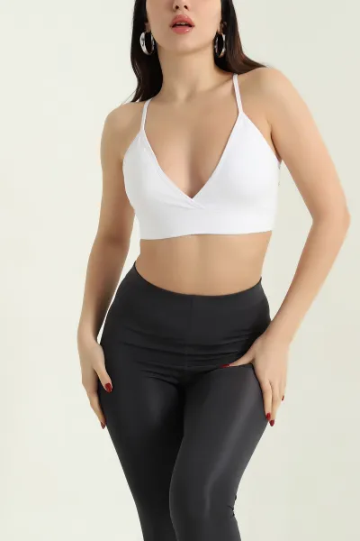 Beyaz Kaplı Kruvaze İp Askılı Büstiyer 337102