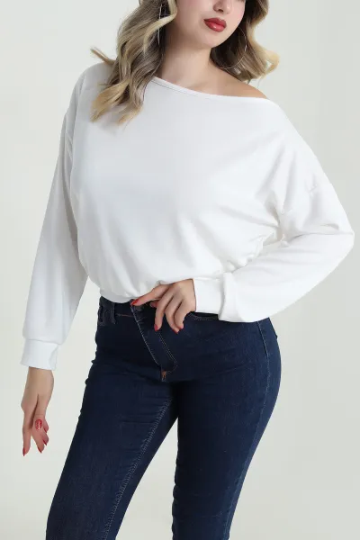 Beyaz Kayık Yaka Oysho Kadın Bluz 485728