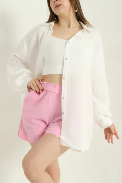 Beyaz Müslin Bayan Gömlek Tunik 336950
