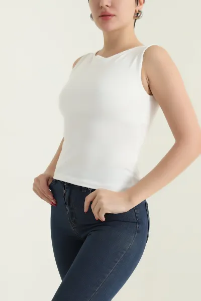 Beyaz Kolsuz Oysho Kadın Bluz 432357