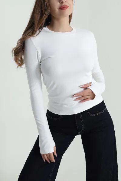 Beyaz Lİkralı Kadın Body Bluz 488410