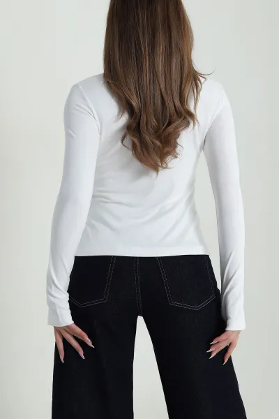 Beyaz Lİkralı Kadın Body Bluz 488410