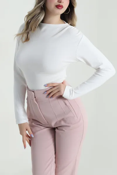 Beyaz Lİkralı Kadın Body Bluz 493607