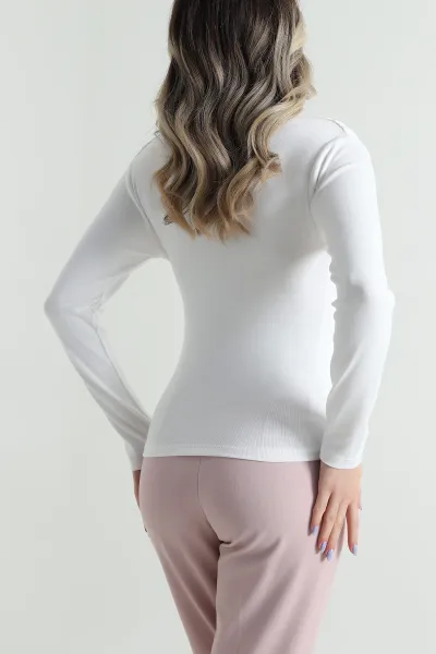 Beyaz Lİkralı Kadın Body Bluz 493607