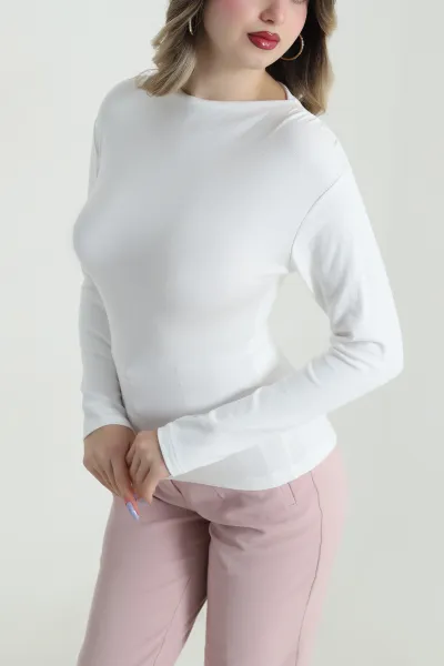 Beyaz Lİkralı Kadın Body Bluz 493607