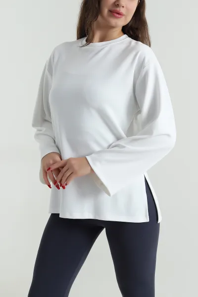 Beyaz Likralı Modal Kadın Bluz 495969