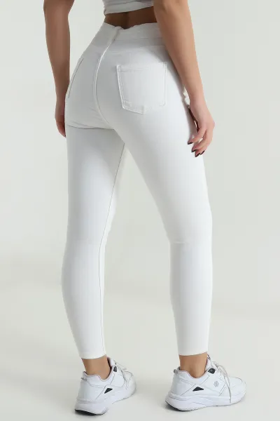 Beyaz Likralı Slim Fit Kadın Kot Pantolon 496971