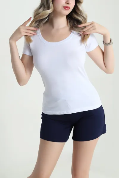 Beyaz Likralı Süprem Kadın Body Tişört 478350