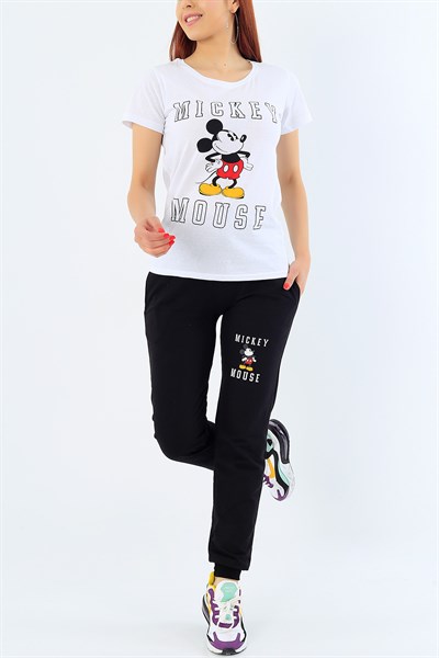 Beyaz Mickey Mouse Baskılı Eşofman Takımı 31868