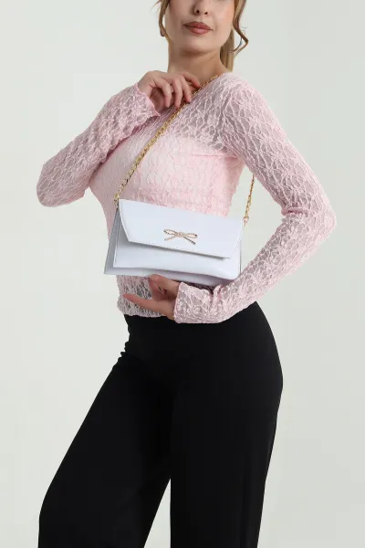Beyaz Mıknatıs Kapaklı Kadın El Kol ve Omuz Çantası 483961