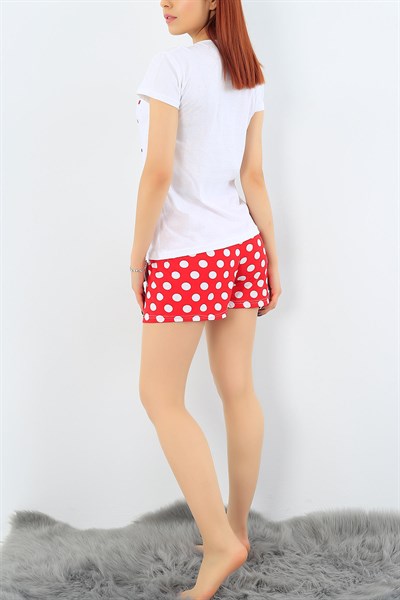 Beyaz Mickey Mouse Baskılı Pijama Takımı 31625