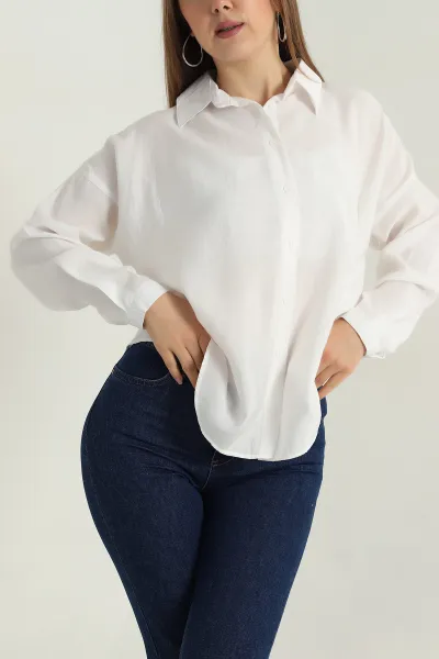 Beyaz Modal Kadın Gömlek 409111
