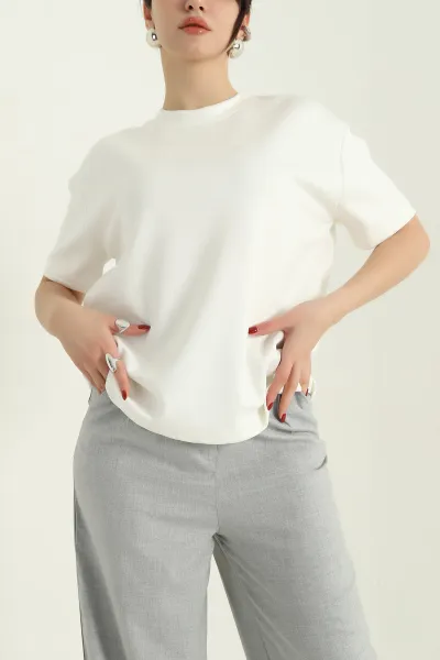Beyaz Modal Kumaş Tişört 337035