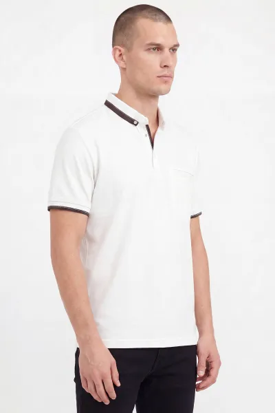 Beyaz Modal Kumaş Cep Detaylı Erkek Tişört 467612