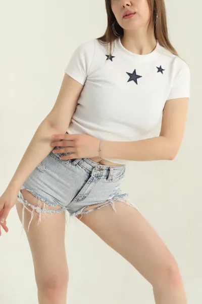 Beyaz Nakış Detay Ottoman Bluz 353433