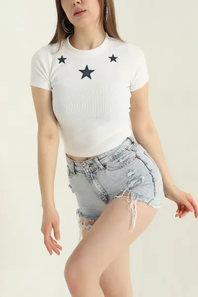 Beyaz Nakış Detay Ottoman Bluz 353433