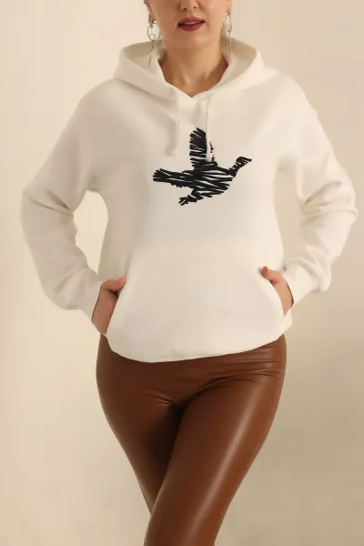Beyaz Nakış Detay Şardonlu Sweat 237588