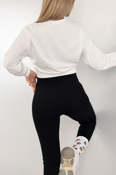 Beyaz Nakışlı İki İp Sweat 141274