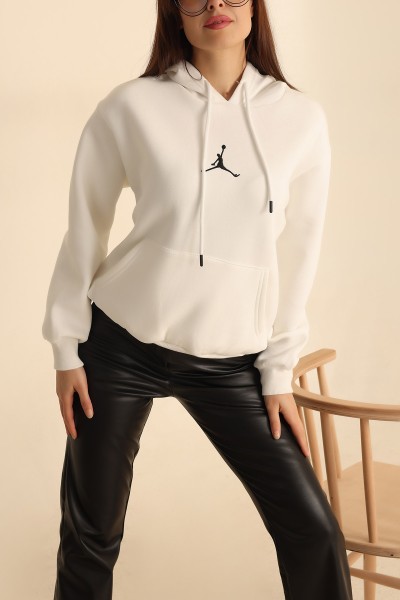 Beyaz Nakışlı Şardonlu Bayan Sweat 215300