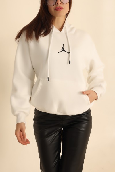 Beyaz Nakışlı Şardonlu Bayan Sweat 215300