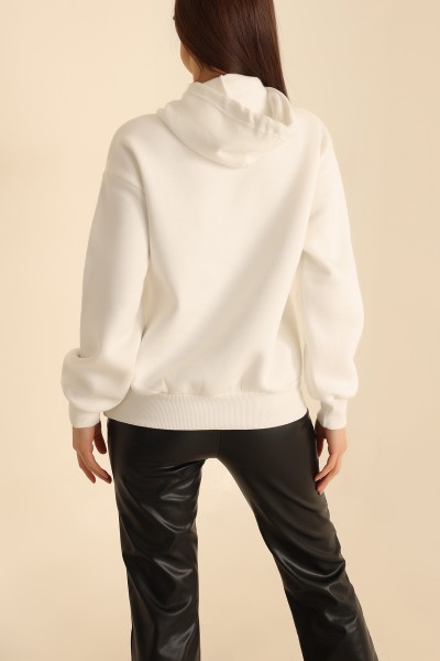 Beyaz Nakışlı Şardonlu Bayan Sweat 215300