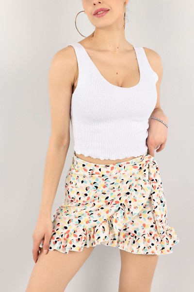 Beyaz Ön Arka V Yaka Crop 109972