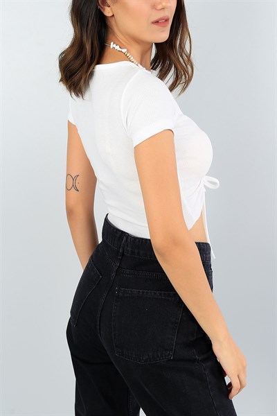 Beyaz Önü Büzgülü Detay Crop 39770