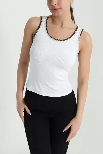 Beyaz Ottoman Kadın Atlet Bluz 460675