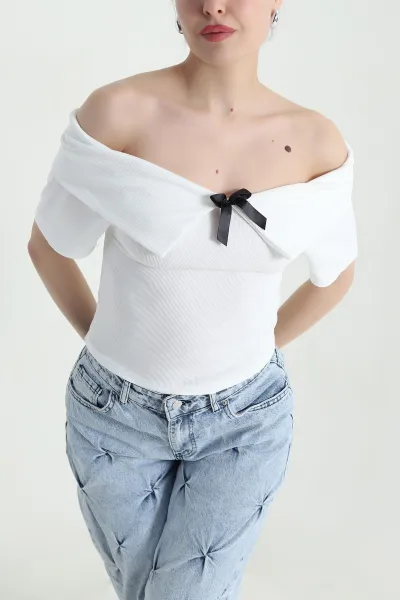 Beyaz Ottoman Kadın Bluz 448808