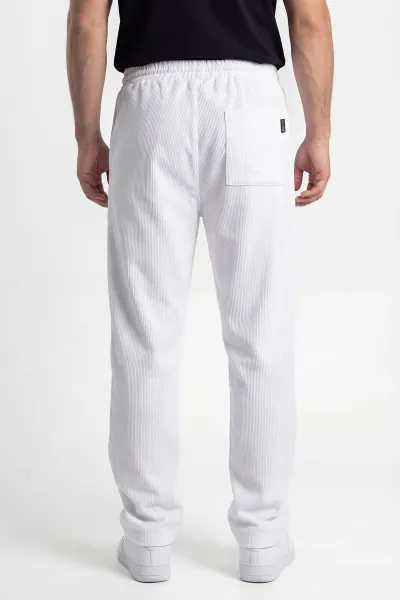 Beyaz Ottoman Kumaş Baggy Belden Bağlamalı Erkek Pantolon 442060