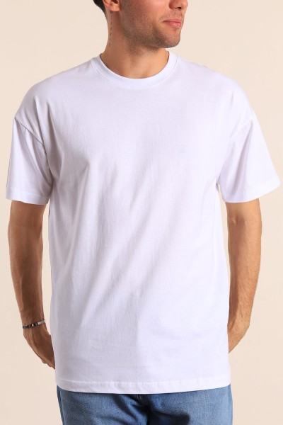 Beyaz Oversize Basic Erkek Tişört 184263