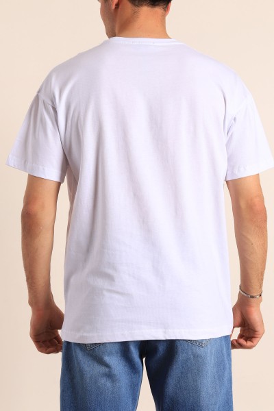 Beyaz Oversize Basic Erkek Tişört 184263