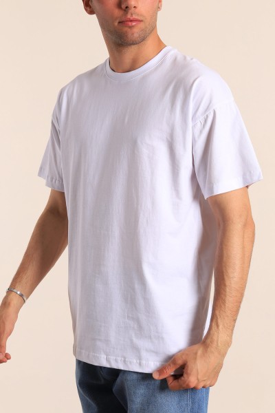 Beyaz Oversize Basic Erkek Tişört 184263