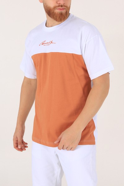Beyaz Oversize Baskılı Erkek Tişört 171993