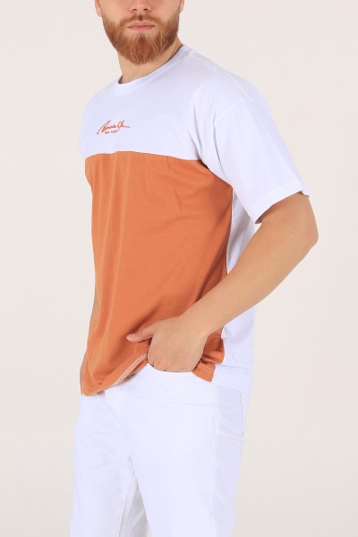 Beyaz Oversize Baskılı Erkek Tişört 171993