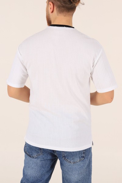 Beyaz Oversize Baskılı Erkek Tişört 174322