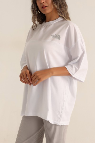 Beyaz Oversize Bayan Tişört 193756