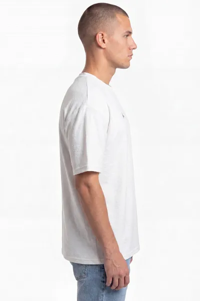 Beyaz Oversize Bisiklet Yaka Yazı Detaylı Erkek Tişört 465427