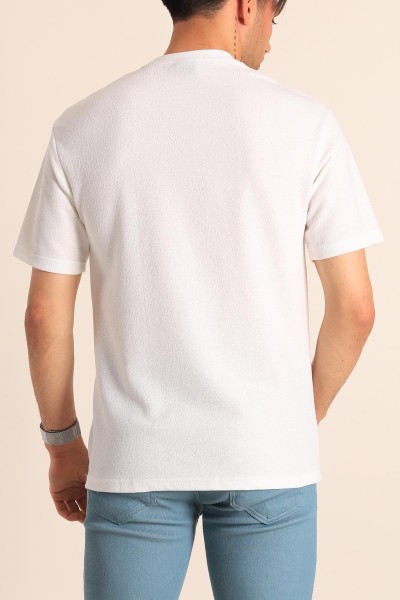 Beyaz Oversize Dikiş Detaylı Erkek Tişört 181846